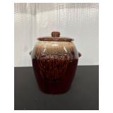 Brown Glazed Ceramic Cookie Jar with Lid