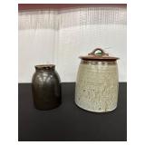 Set of Two Ceramic Jars with Glazed Finishes