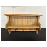 Wooden Wall Shelf with Hooks