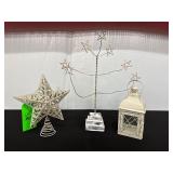 Decorative Metal Star Tree, Lantern, and Tree...