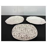 Set of Three Ceramic Serving Plates with Patterns