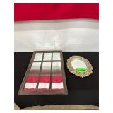 Framed Windowpane Mirror and Ornate Oval Mirror