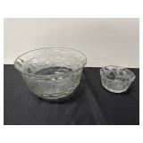 Set of 2 Clear Glass Bowls with Geometric and...
