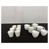 Set of White Hobnail Milk Glass Miniature Cups...