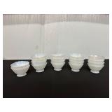 Set of 15 White Footed Bowls with Scalloped Edges