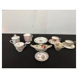 Assorted Floral Porcelain Cups and Dishes...