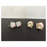 Set of Four Ceramic Pig-Themed Ornaments