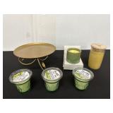 Collection of Candles and Metal Stand