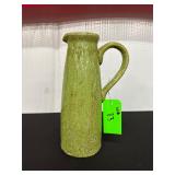 Green Glazed Pottery Vase with Handle