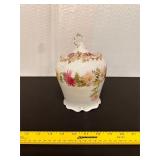 Antique Bavarian Handpainted Mums Biscuit Jar
