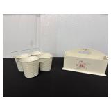 Floral Metal Caddy and Wooden Organizer Set
