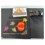 Assorted Fall-Themed Textiles With Pumpkin Motifs