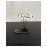 Cast Iron Shoe-Shaped Memo Holder with Wire Loops