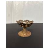 Cast Iron Pedestal Bowl with Scalloped Rim