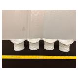 Vintage White Fenton Glass Top Hat set of 4