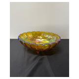 Iridescent Carnival Glass Footed Bowl