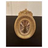 Vintage Bulova Gold Toned Oval Table Clock