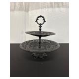 Two-Tier Cast Iron Serving Tray With Handle