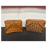 Pair of Vintage Wicker Picnic Baskets with...