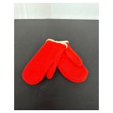 Red Wool Mittens With White Trim by Wells Lamont