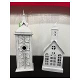 Set of Two White Metal Decorative Structures