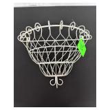 White Metal Wire Wall-Mounted Basket with Decor...