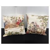 Pair of Decorative Throw Pillows with Pastoral...