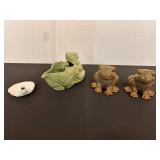 Vintage McCoy Green Frog Planter&Ceramic Frog Set
