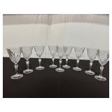 Set of 10 Crystal Wine Glasses with Etched Design