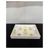 White Tray with Gold Pineapple Design and...