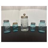 Set of Ball Mason Jars and Glass Cookie Jar
