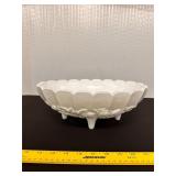 Milk Glass Large Oval Serving Bowl - Fruit Pattern