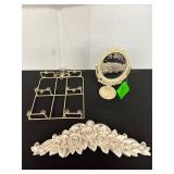 Decorative Lot with Mirror, Rack, and Floral...