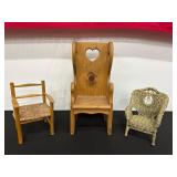 Set of Three Decorative Doll Chairs in Various...