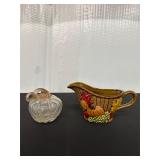 Decorative Glass Pumpkin and Ceramic Gravy Boat