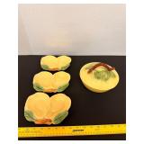 Vintage Mid-Century Yellow Pear Pottery Bowls