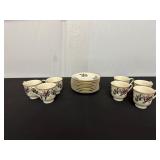 Christmas-Themed Cups and Saucers, Set of 6