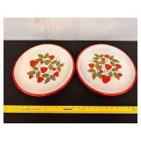 Vintage Round Strawberry Serving Tray set of 2