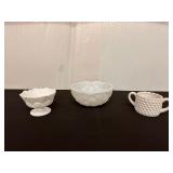 Westmorland Milk Glass Bowls&Hobnail Ceramic Dish