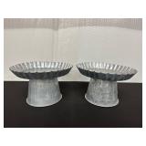 Pair of Galvanized Metal Serving Stands