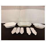 Vintage Pyrex Glass Baking Dishes & Corn Holders