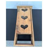 Wooden Hanging Box with Heart-Shaped Cutouts