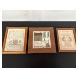 Set of 3 Framed Cross-Stitch Artworks