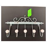 Wall-Mounted Metal Coat Rack with Five Hooks