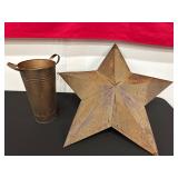 Rustic Metal Star and Copper-Colored Bucket Decor