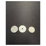 Three Belgium Coins of Varying Denominations