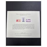 Bureau of Engraving and Printing Memorial Sheet