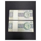 Pair of Banco Central do Brasil 1 Cruzeiro Notes