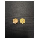 Pair of El Salvador Gold-Colored Coins, 1964