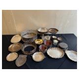 Assortment of Silver-Plated Items and Candles